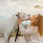 Don'T Make Me Use My Dog Training Voice Woman looking sternly at dog with leash, captioned with 'DON'T MAKE ME USE MY DOG TRAINING VOICE'